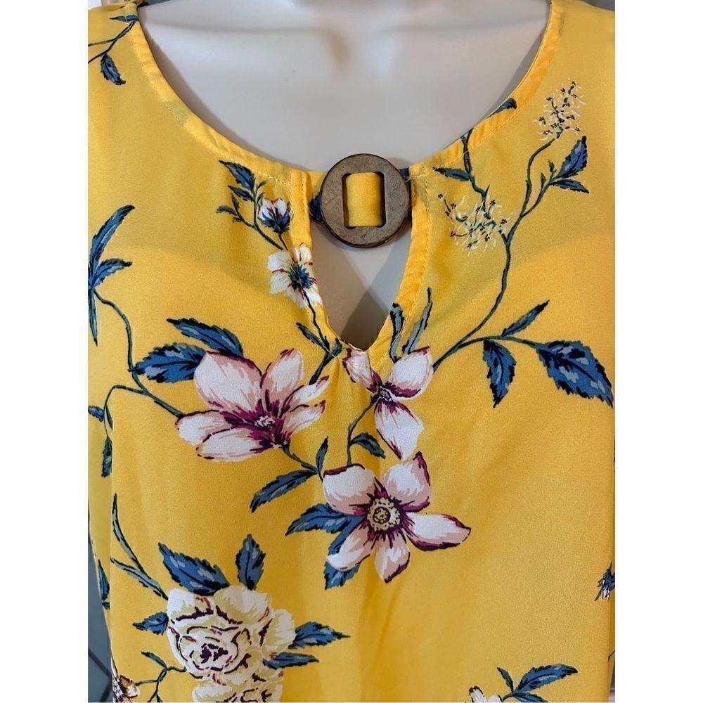 Wishful Park Women’s Floral Print Shirt Top Size Small Multicolored Tie Front - Picture 3 of 7